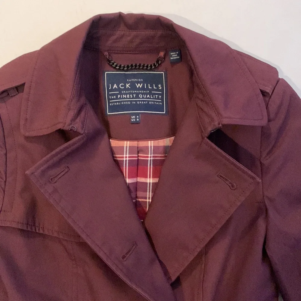 JACK WILLS AMBROSE TRENCH COAT, Damson size 4 US - Picture 5 of 10